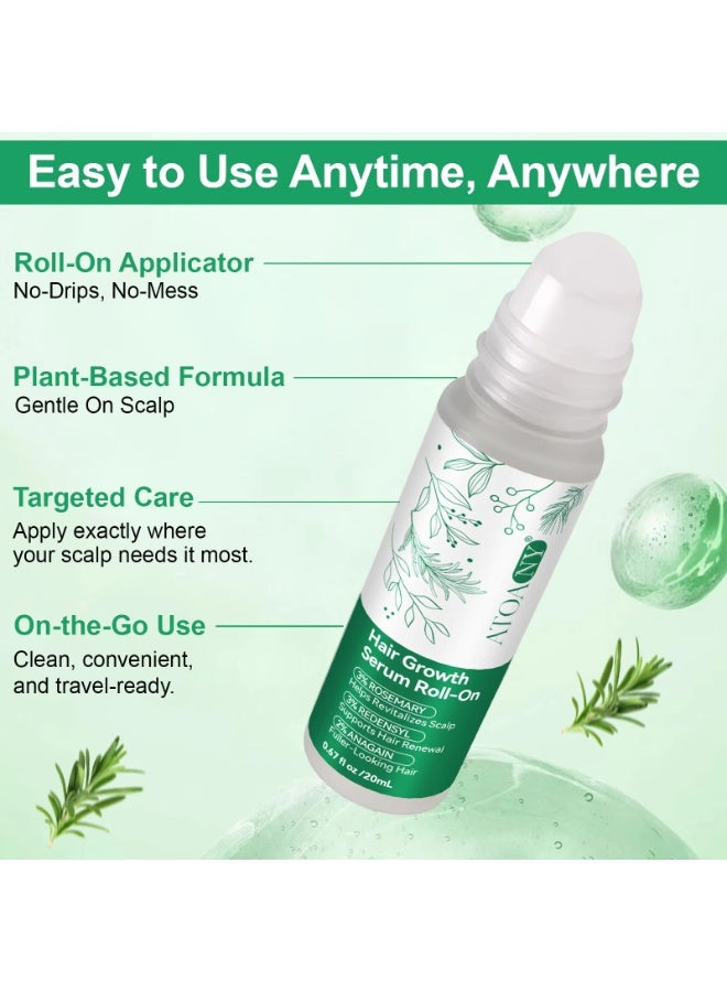 ATOANY Hair Growth Serum Roll on with Rosemary Promotes Hair Regrowth and Slows Hair Loss Thicker and Stronger Hair Growth Prevents Hair Fall and Stimulates Hair Follicles Rosemary Hair Serum 20ml - Image 4